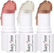 [KIMUSE] Multi Stick Trio Face Makeup, Cream Blush Stick for Cheeks & Lips, Contour Stick & Highlighter Makeup Sticks for All Skin (CORAL GLOW TRIO)