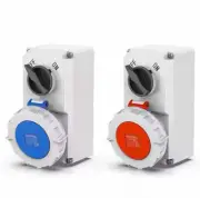 Locking Switched IP67 CEE Wall Mounted Power Socket.