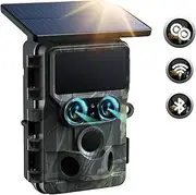 VOOPEAK Solar Trail Cameras 60MP 4K Dual Lens, WiFi Bluetooth Hunting Game Camera with Starlight Night Vision,Motion Activated IP66 Waterproof Camera Chasse for Wildlife Monitoring