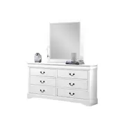 Dressing Chest with 6 Storage Drawers in Solid Wooden Mirror Metal Handles White Colour