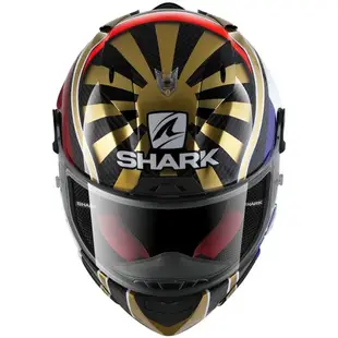 伊摩多※M號金白法國碳纖版SHARK RACE-R PRO CARBON ZARCO 全罩安全帽HE8665
