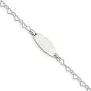 [JewelryWeb] 925 Sterling Silver Engravable Spring Ring Lobster Claw Closure Polished Engraveable for boys or girls ID Love Heart Link Bracelet - 15 Centimeters