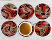 Agate Geode Marble Pattern Drink Coasters Set Of Six Neoprene