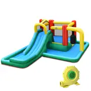 Costway 7-IN-1 Inflatable Water Park Jumping Castle Splash Pool w/680W Blower