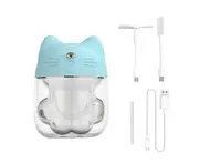 Multi-function Claw Humidifier 3-in-1 Fan Table Lamp Humidifier USB Mini Desktop Spray Water Meter-Blue
