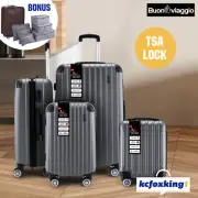 4PCS Luggage Suitcase Trolley Set Travel Storage Hard Case Lock Organiser Grey