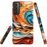 For Samsung Galaxy S21+ Plus Tough Protective Cover, Swirling Gold