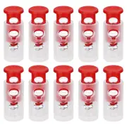 20Pcs 4mm Cord Lock Plastic Double Hole Spring Toggle Stoppers, Clear Red