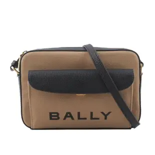 【BALLY】Bar Daniel 帆布及皮革口袋斜背包(沙色/黑色)