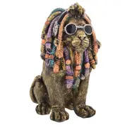 Gibson Gifts Dudes Rasta Lion Resin Figurine Tabletop Home Decor Bronze