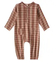[Rylee + Cru] Rylee + Cru Baby plaid linen-blend jumpsuit M 12-18 burgundy
