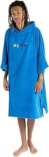 Dryrobe Towel Swim Robe - Hooded Surf Poncho Changing Robe - Organic Cotton - for Swimming, Beach, Surfing - Short Sleeve- (Medium-Cobalt Blue)