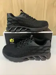 FitVille Mens Steel Toe Shoes Composite Toe Work Safety Shoes Black Size 6