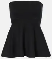 [The Frankie Shop] The Frankie Shop Agathe peplum cotton-blend top AU 8 black