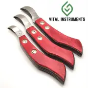 3 Hoof Knife Full Loop 7.5" Oval (Small Medium Large) Red Wooden Handle Farrier