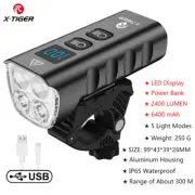 X-TIGER Waterproof MTB Bike Light Aluminum Alloy Road Cycling USB Rechargeable H