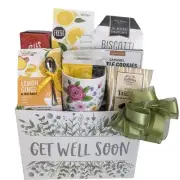 Get Well Soon Gift Basket with Tea, Cookies & Snacks, Get Well Soon Gifts