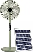 16" Automatic Oscillating 5 Blades Standing Pedestal Fan with Solar Panel, Height Adjustmentquiet Solar Fan System, Easy to Clean, for Outing, Blackout, Fishing, Office, Outdoor