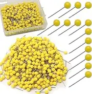 Auvotuis 500Pcs Yellow Map Pins, 1/8 Inch Map Tacks, Round Ball Head Map Push Pins, Small Thumb Tacks Push Pins for Travel Map, Bulletin Board, Picture, Cork Board, DIY Craft, School, Office, Home