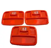 Disney Bluey Christmas 4 Section Kid”s Red Plate Set Of 3 New Vibrant Colors