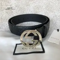 在飛比找蝦皮購物優惠-二手 Gucci 19年經典雙G壓紋小金頭皮帶