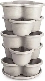 MTSDM 5 Tier Stackable Vertical Planters, Vegetable Planter Indoor Outdoor Gardening Pots, Smart Farm Tower Garden Stackable Strawberry, Herb, Flower, and Vegetable Planter for Garden Planting