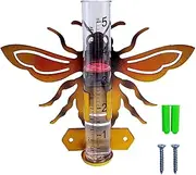 Rain Gauge Outdoor - Glass Rain Gauge, Easy to Read Rain Collector with Metal Art Garden Decor | Patio Decoration Imperial Metric Rain Gauge for Parks Gardens Yards Patios, Decorative Rain Gauge