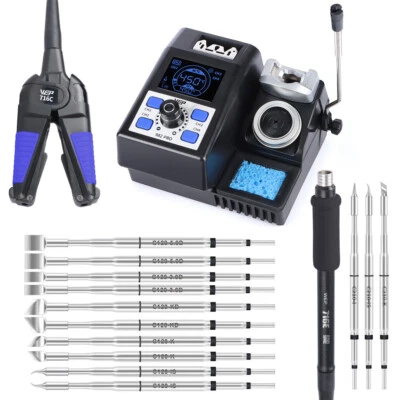 Soldering Rework Station 80W Tweezer Handle LCD Preset Temp C120 Tips Kit