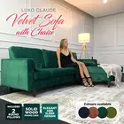 3 Seater Velvet Fabric Corner Sofa Lounge Suite Couch w/ Chaise Solid Wood Frame