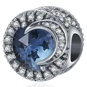 Solid 925 Sterling Silver Moonlight CZ Charm