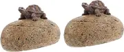 2pcs Garden Decoration Decoration Hidden Key Holder for outside Key Hider Outdoor Turtle Decor Light Brown Resin