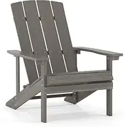 Flash Furniture Charlestown All-Weather Adirondack Chair in Light Gray Faux Wood