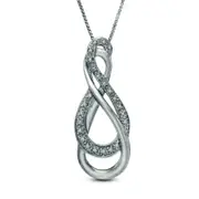 0.13 CT. T.W. Natural Diamond Double Row Infinity Pendant in Sterling Silver