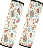 Car Seat Belt Pads 2 Piecing Breathable Car Seatbelt Shoulder Cover Camera Bag Strap Cover Car Accessories for Women Men Kids M Merry Christmas Snowman Winter