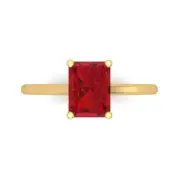 2Ct Emerald Cut Pink Tourmaline Solid Gold Solitaire Engagement Promise Ring