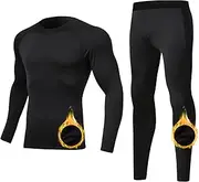 [Towintec] Thermal Underwear Mens, Fleece Lined Base Layer Set Thermals Top & Bottom Warm Compression Suit leggings Winter Thermals Pants Shirts Skiing Long Johns for Men Cold Weather Running Workout,