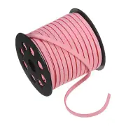 Faux Suede Leather Cord, 50 Yards 5mm Flat Suede Leather Lace [Light Pink]