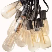 Vintage Edison Outdoor Patio String Black Wire Lights 25', 50' and 100' Lengths