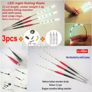 3 Float Sensitive LED Night Fishing Mackerel Garfish Warehou Slimies Yellow Tail
