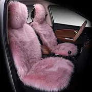 Maples 1Pc Faux Sheepskin Wool Fur Car Seat Cover for Cars SUV Trucks Universal Fit, Soft Plush Synthetic Wool Buck Fur Car Seat Cushions (Dusty Rose)