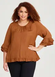 [TS] Taking Shape Willow Luxe Top Size 20 in Sierra, Satin Feel - Plus Size Women's Clothing Sierra