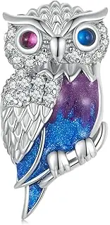[Teleye] Magic Owl Charm 925 Sterling Silver Charm Fits For Pandora Bracelet Necklace,BSC938, Cubic Zirconia, Created Cubic Zirconia