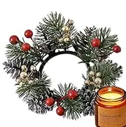 Christmas Candle Wreath | Artificial Garland Candle Ring Decor | Rugged Construction Wreath Decor for Door Handle, Window, Dinner Table, Mantel, Shelf