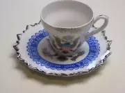 Vintage Bicentennial 1776-1976 Tiny Mini Porcelai Tea Cup and Saucer Set by LeGo