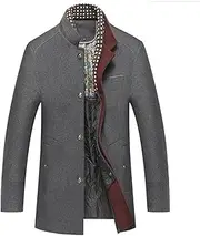 [Generic] Men's Winter Coat Autumn Winter Jacket Single Breasted Trench Coat Button Down Overcoat Warm Dress Pea Coats