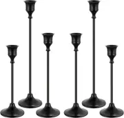 Black Candlestick Holders, Candle Holders for Black-2 Sets (6 Pcs)
