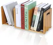 Bamboo Desktop Bookshelf, Expandable Desktop Organizer Bookcase, Dorm Table Top Bookcase, Mini Bookshelf Organizer, Small Display Tabletop Book Rack for Office Supplies, Home Tabletop