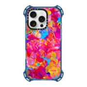 iPhone 16 Pro Bounce Case MagSafe Compatible FLORAL FANTASY - Bold Abstract Flowers Acrylic Textural Painting Neon Hot Pink Turquoise Garden Bouquet Girlie Sweet Lovely Feminine Art Painting