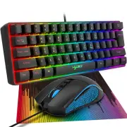 Compact USB Wired 60% Gaming Keyboard Mouse set RGB Backlit PC PS4 Xbox Computer
