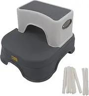 2 Step Stool for Kids, Anti Slip Sturdy Toddler Two Step Stool Detachable Adjustable Height Step Stool, Kitchen Helper Stool, Kids Step Stool Potty Training for Bathroom, Toilet Stool(Grey)